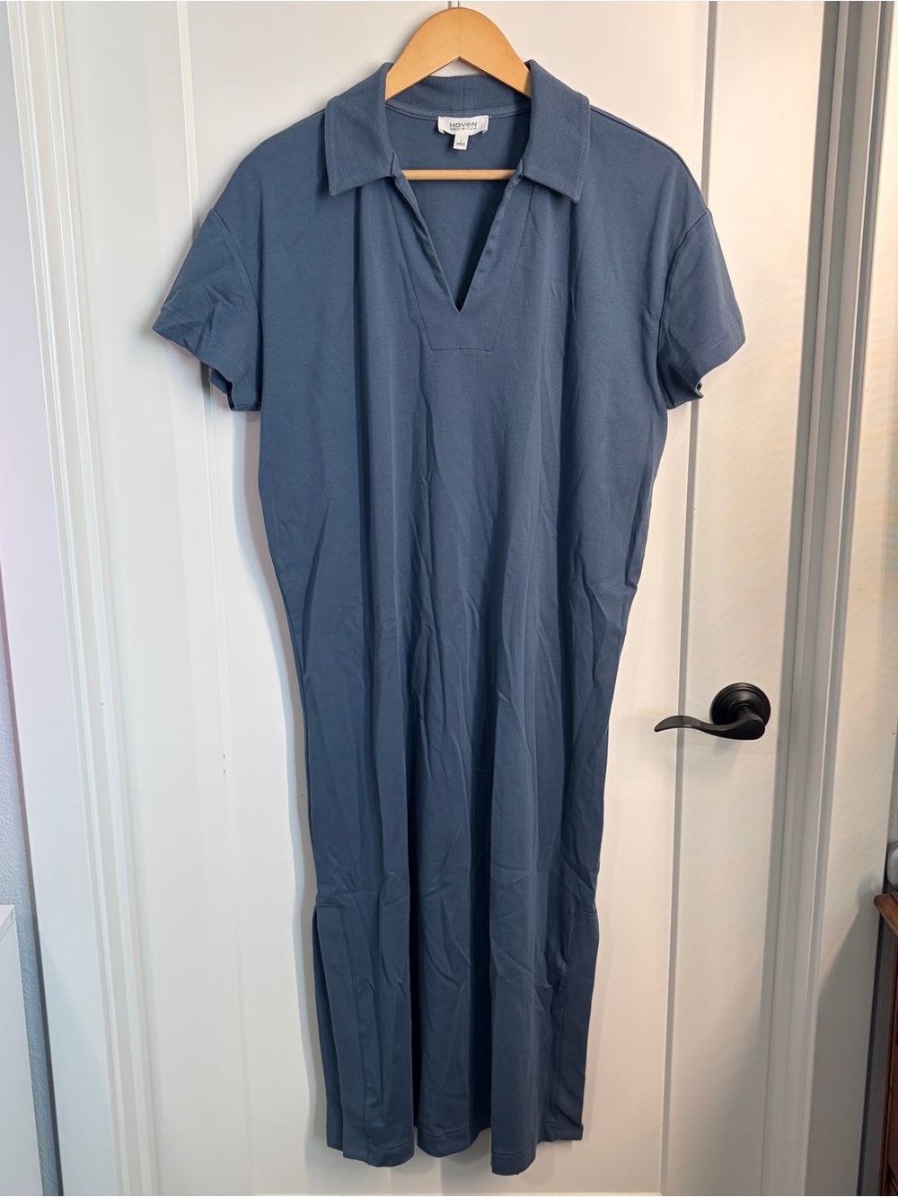 Haven Well Within Slate Blue Polo Short Sleeve Maxi Dress - 100% Cotton
